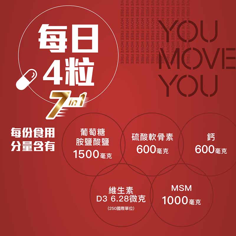 Move Free益節 - 益節 -7合1補骨.健肌.關節全效配方 (葡萄糖胺+軟骨素+MSM+鈣+維他命D)