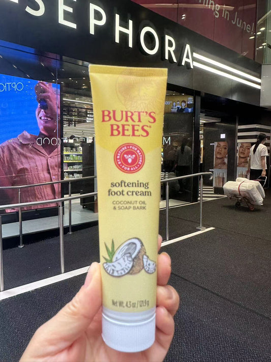 美国Burt’s Bees 小蜜蜂椰子油护足霜护脚霜滋润去老茧去死皮防脚后跟干裂润足 121.9G可以用上一冬天