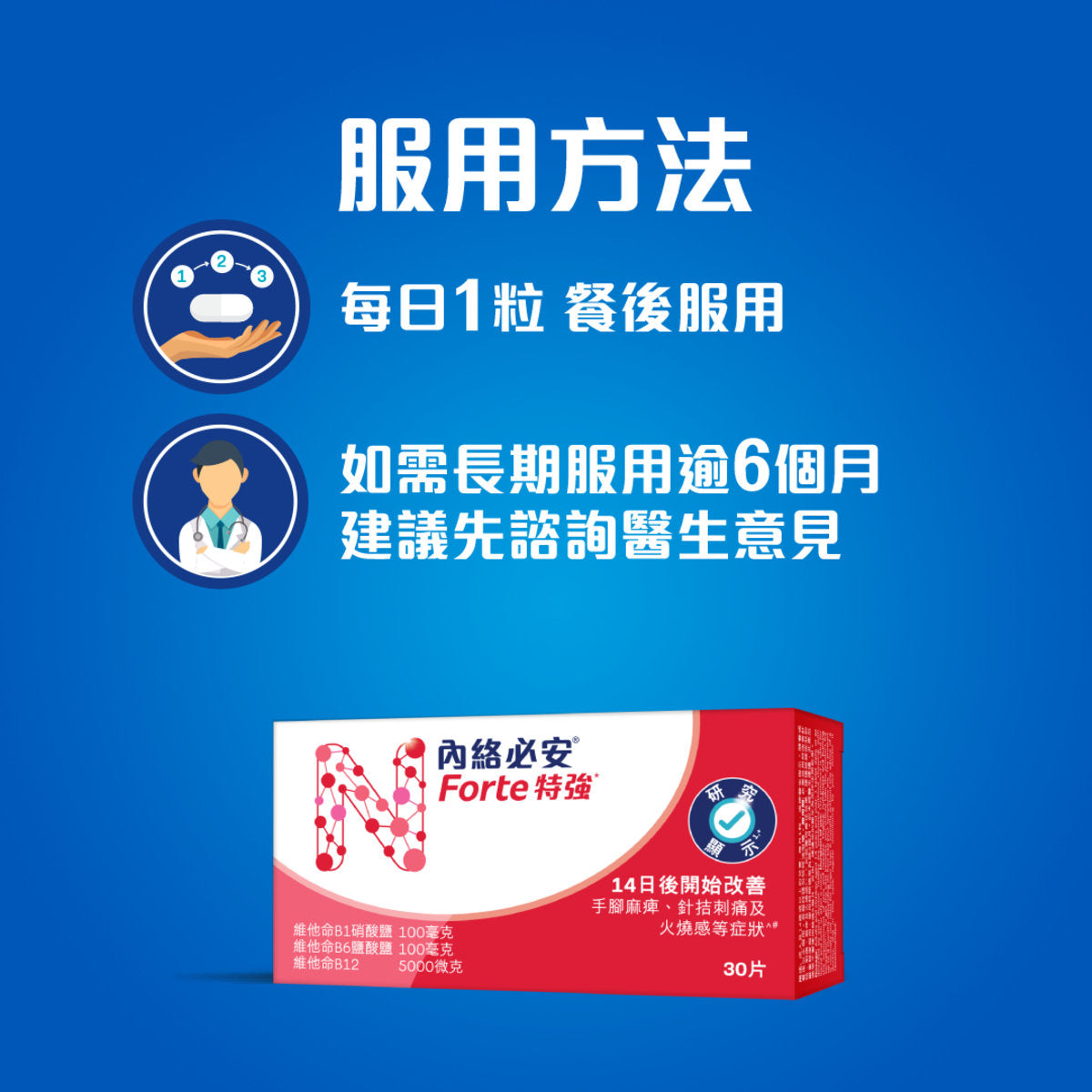 Neurobion 內絡必安特強30片 Neurobion - 維他命B雜 - B1, B6, B12 (修復受損神經線，舒緩腰酸背痛、肩頸膊痛、手痺腳痺、刺痛感)