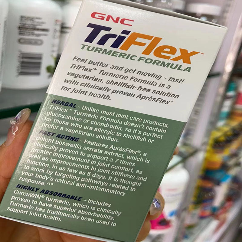 GNC TriFlex TURMERIC FORMULA turmeric herbal formula 3 active joint formula 60 capsules (no shellfish, suitable for vegetarians) 