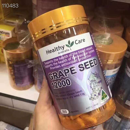 Australian Healthy Care Grape Seed Essence Capsules Super Large Bottle 300 Capsules Fight Free Radicals, Remove Yellowing and Brighten Skin Color