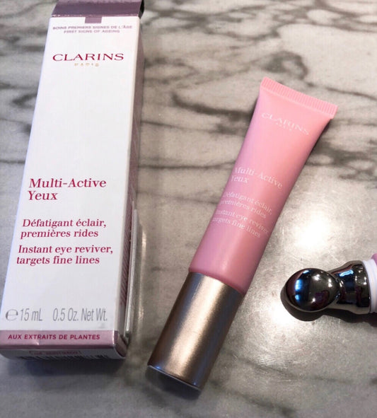 Clarins New Multi-Rejuvenating Eye Cream 15ml Moisturizing, comes with a metal massage head like a small iron for primary anti-aging, lightening fine lines~ Full-effect basic eye cream