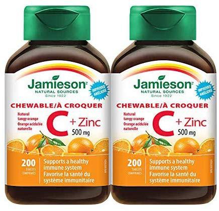 Jamieson Chewable Vitamin C + Zinc 500mg Chewable Vitamin C + Zinc 200 Capsules