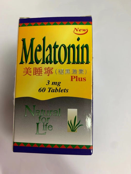 Melatonin美睡宁褪黑素片60粒  有助成人调节受扰乱的睡眠/清醒模式或睡眠质量 美睡宁是安全及无产生依赖性的产品，对于老人、轮班工作者及有旅行时差问题的旅客，都很适合使用美睡宁