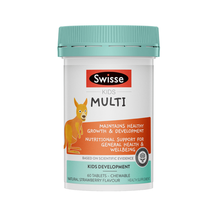 SWISSE kids MULTI Children's Multivitamin Chewable Tablets Natural Strawberry Flavor 60 Capsules*2 Bottles