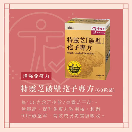 Eu Yan Sang Special Ganoderma lucidum broken spores 60 capsules/box to enhance resistance and disease resistance, strong and easy to absorb, a gift for parents abc